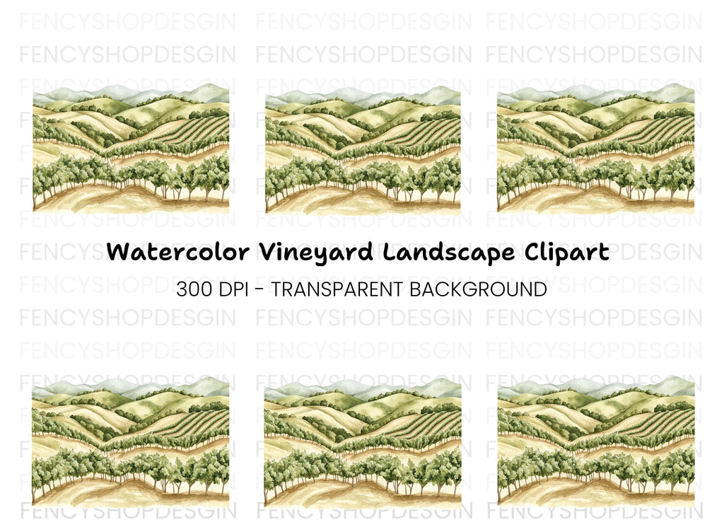 Vineyard Landscape Clipart Bundle
