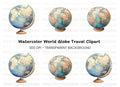 Vintage World Globe Clipart Bundle