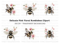 Bumblebee and Pink Flowers Clipart Bundle