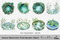 Serene Pond Garden Clipart Bundle
