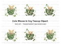 Cute Mice in Ivy Teacups Clipart Bundle