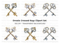 Vintage Crossed Skeleton Keys Clipart Bundle