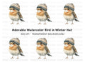 Cute Bird in Winter Hat Clipart Bundle