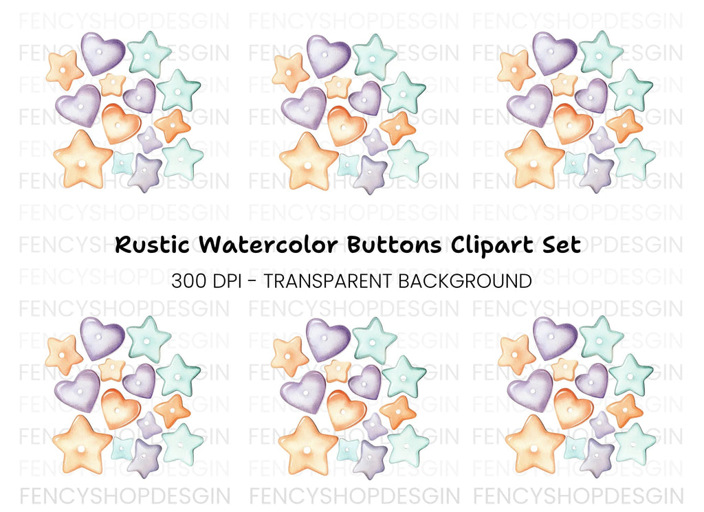 Cute Pastel Heart and Star Beads Clipart Bundle