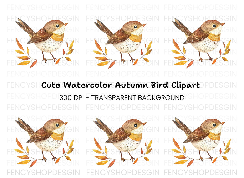 Cute Bird on Branch Clipart Bundle