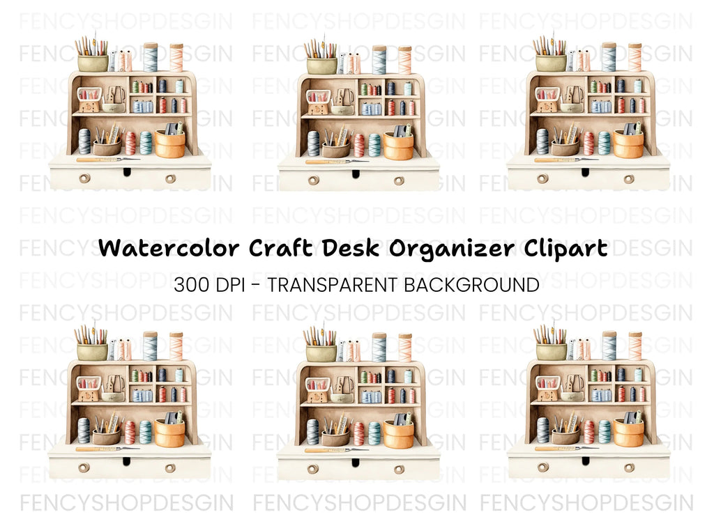 Vintage Sewing Desk Clipart Bundle