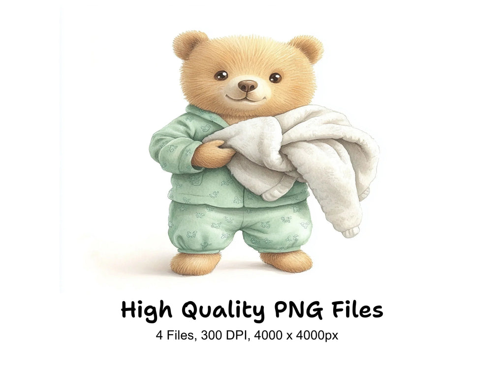 Sweet Teddy Bear with Blanket Clipart Bundle