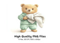 Sweet Teddy Bear with Blanket Clipart Bundle
