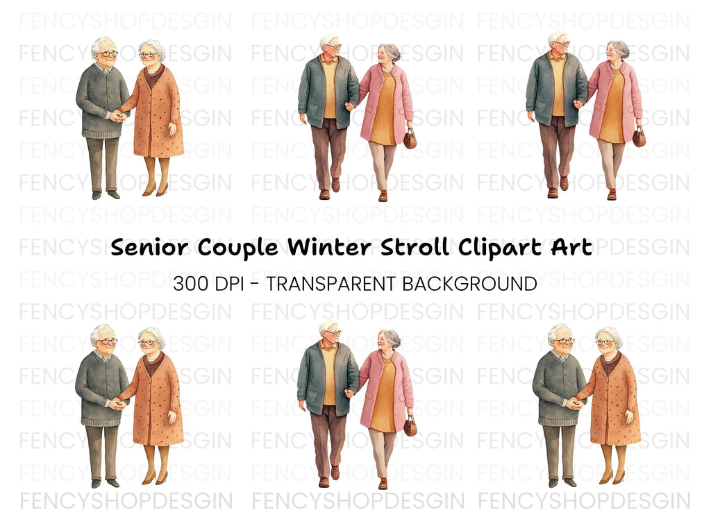 Elderly Couple Clipart Bundle