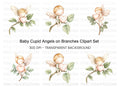 Baby Angels on Branches with Hearts Clipart Bundle