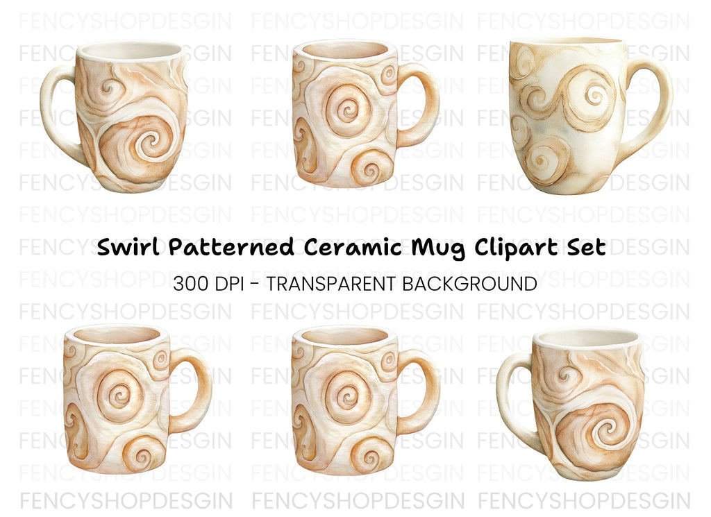 Swirl Pattern Coffee Clipart Bundle