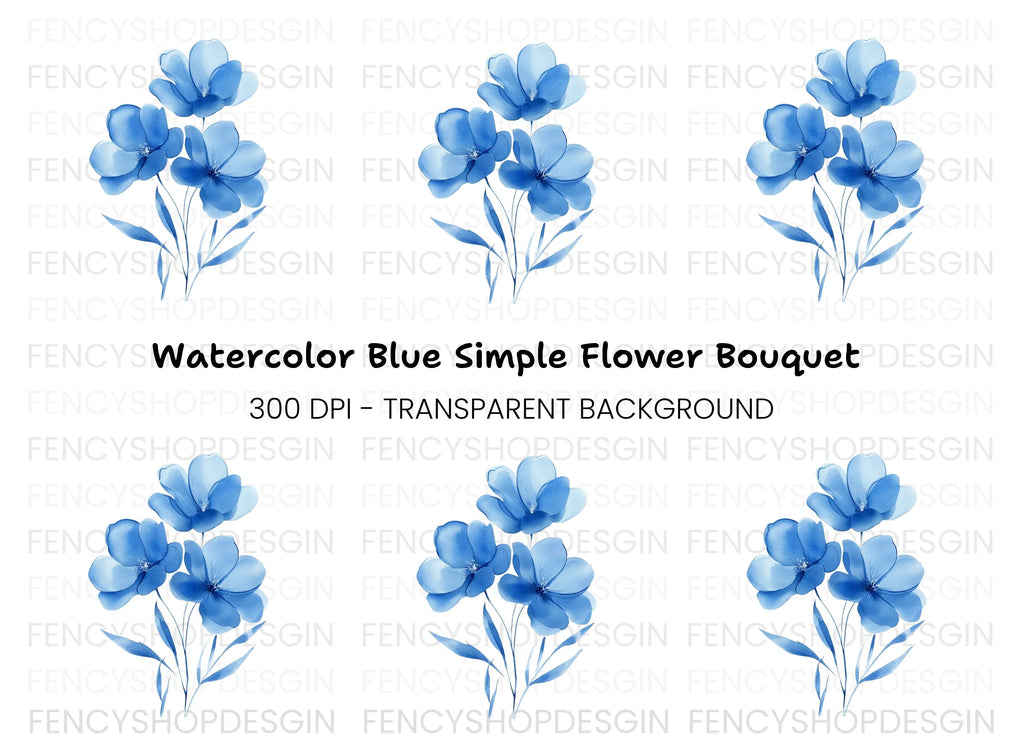 Elegant Blue Floral Clipart Bundle