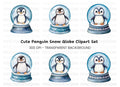 Cute Penguin Snow Globe Illustrations Clipart Bundle