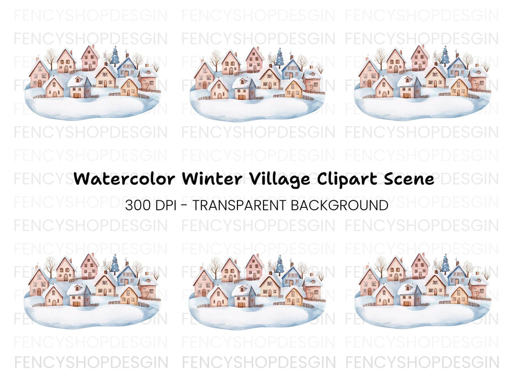 Charming Winter Town Clipart Bundle