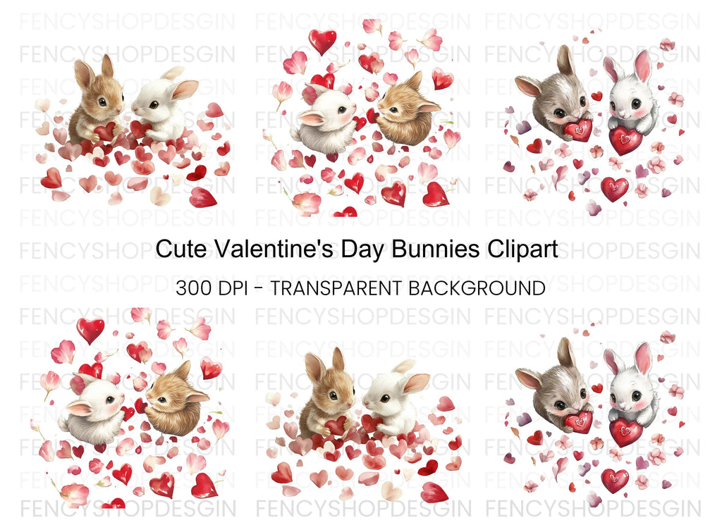 Cute Bunny Love Clipart Bundle
