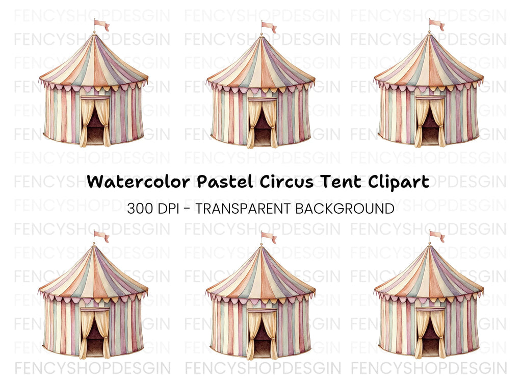 Pastel Circus Tent Clipart Bundle