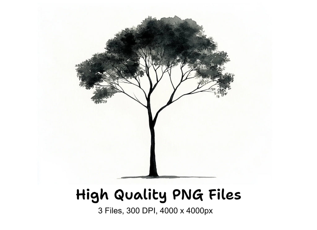 Monochromatic Tree Illustrations Clipart Bundle
