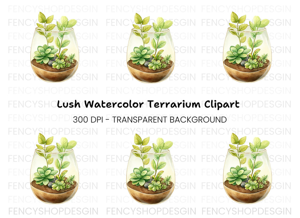 Succulent Terrarium Clipart Bundle