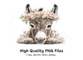 Adorable Donkey with Floral Crown Clipart Bundle