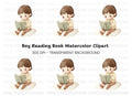 Little Boy Reading Book Clipart Bundle