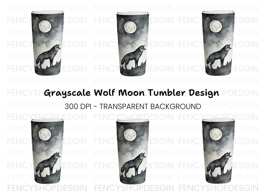 Moonlit Wolf Forest Tumbler Clipart Bundle