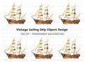 Classic Wooden Sailing Ship Clipart Bundle