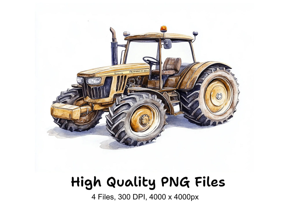 Modern Farm Tractor Clipart Bundle