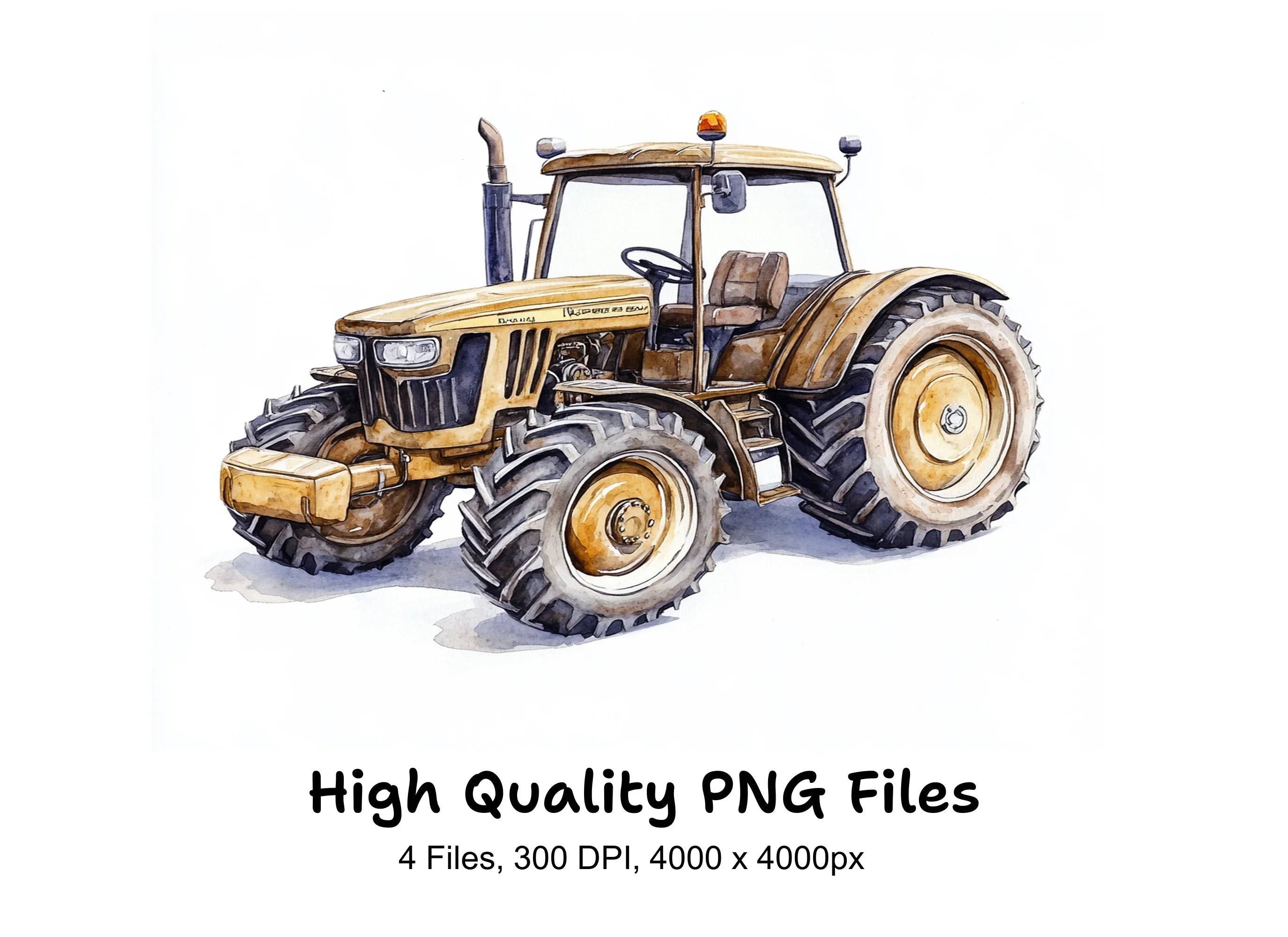 Modern Farm Tractor Clipart Bundle