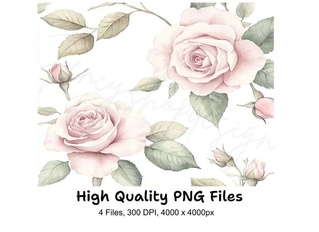 Elegant Pink Roses Clipart Bundle