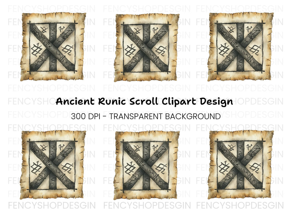 Ancient Runic Scroll Clipart Bundle