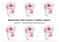 Pink Cherry Blossom in Cup Clipart Bundle