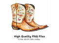 Rustic Floral Western Boots Clipart Bundle