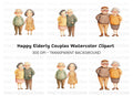 Diverse Elderly Couples Clipart Bundle