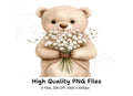 Teddy Bear with Baby Breath Clipart Bundle