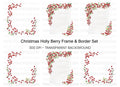 Red Berry Leaf Frames Clipart Bundle