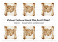 Vintage Treasure Map Scroll Clipart Bundle