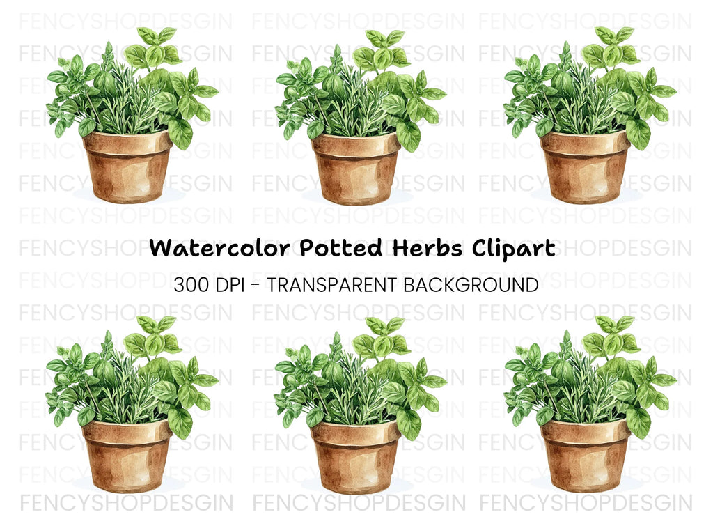 Herb Pot Clipart Bundle