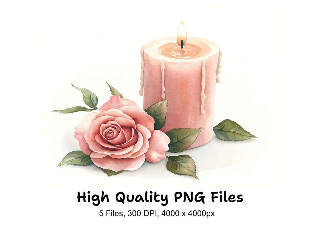Candle Rose Clipart Bundle