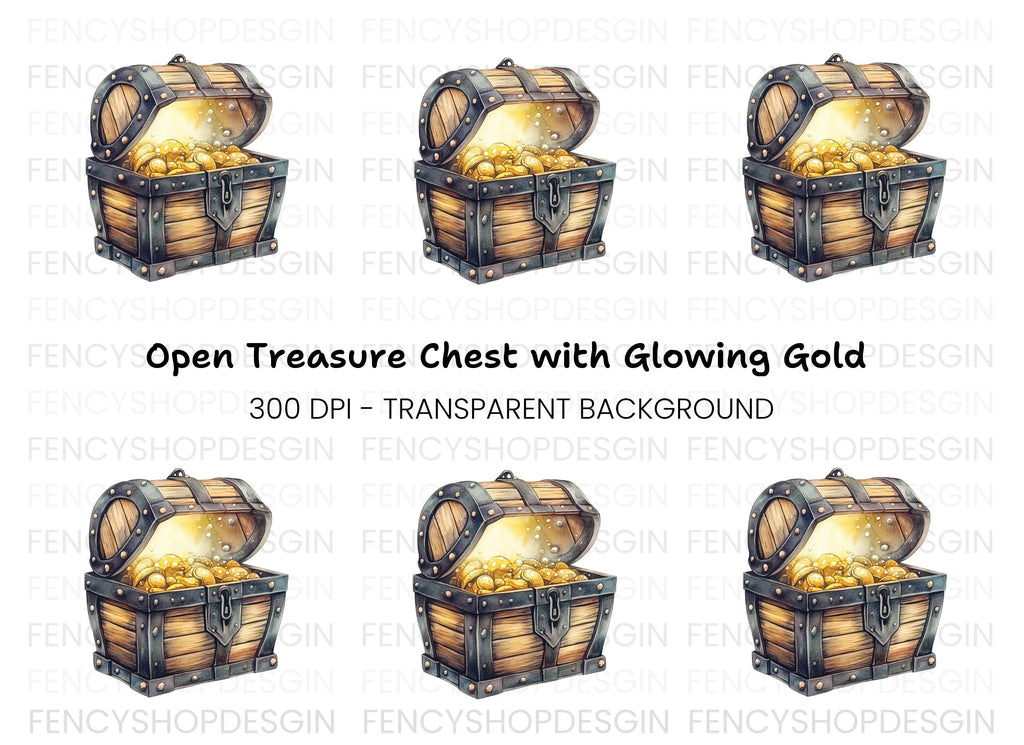 Glowing Treasure Chest Clipart Bundle