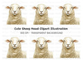 Cute Sheep Face Clipart Bundle