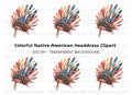 Colorful Native American Headdress Clipart Bundle