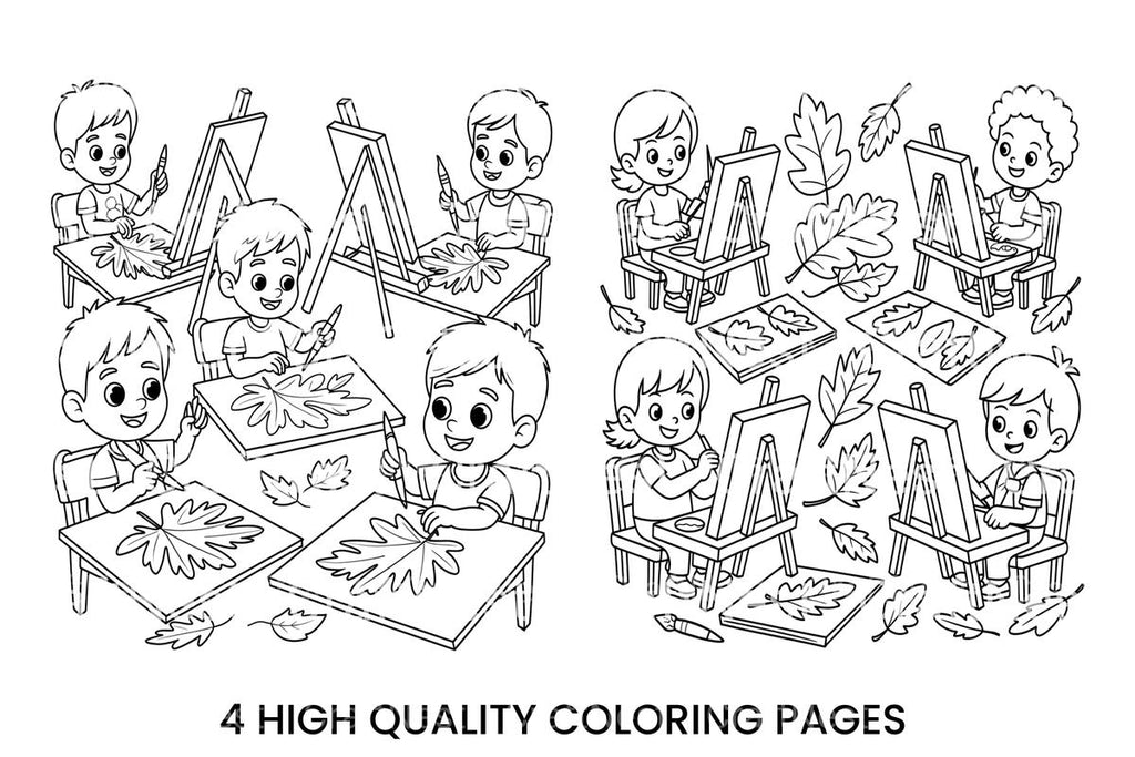 Kids Autumn Leaf Class Coloring Books