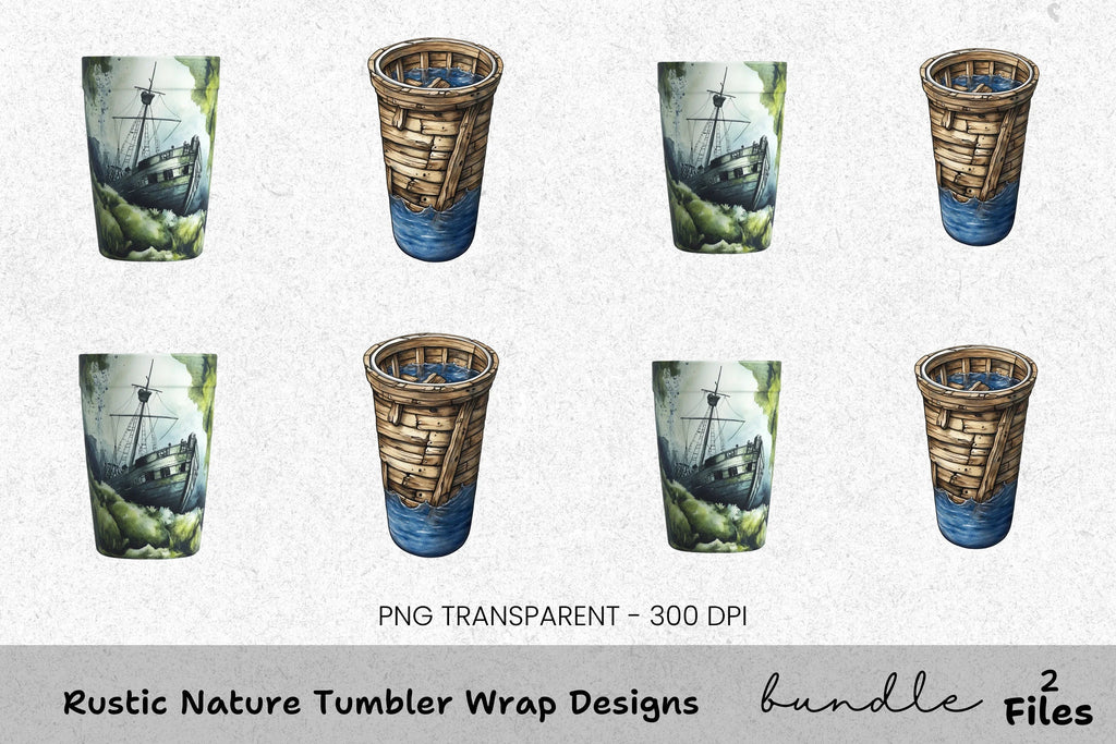 Rustic Nature Tumbler Designs Clipart Bundle