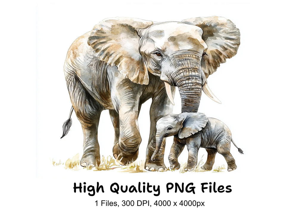 Cute Elephant Family Clipart Bundle