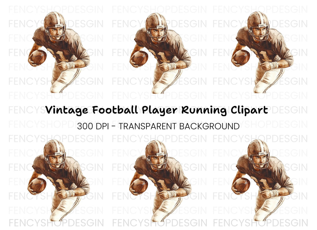 Vintage Football Player Clipart Bundle
