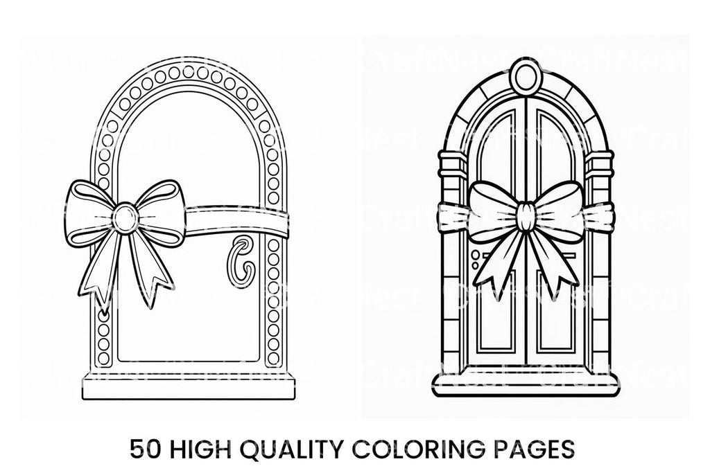 Festive Doors and Animals Coloring Books