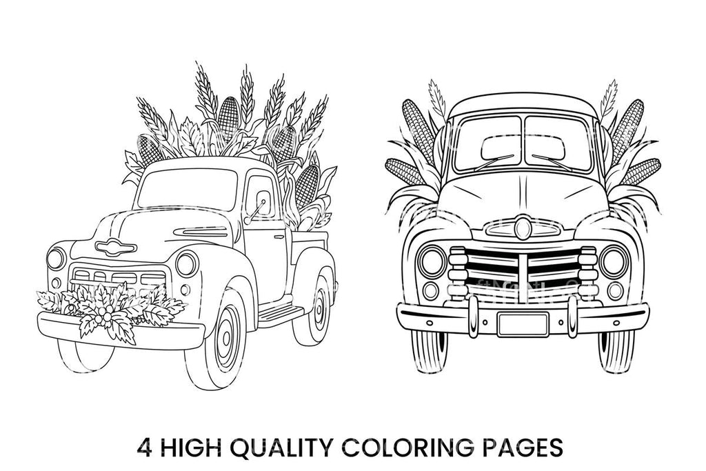 Harvest Truck and Corn Coloring Books