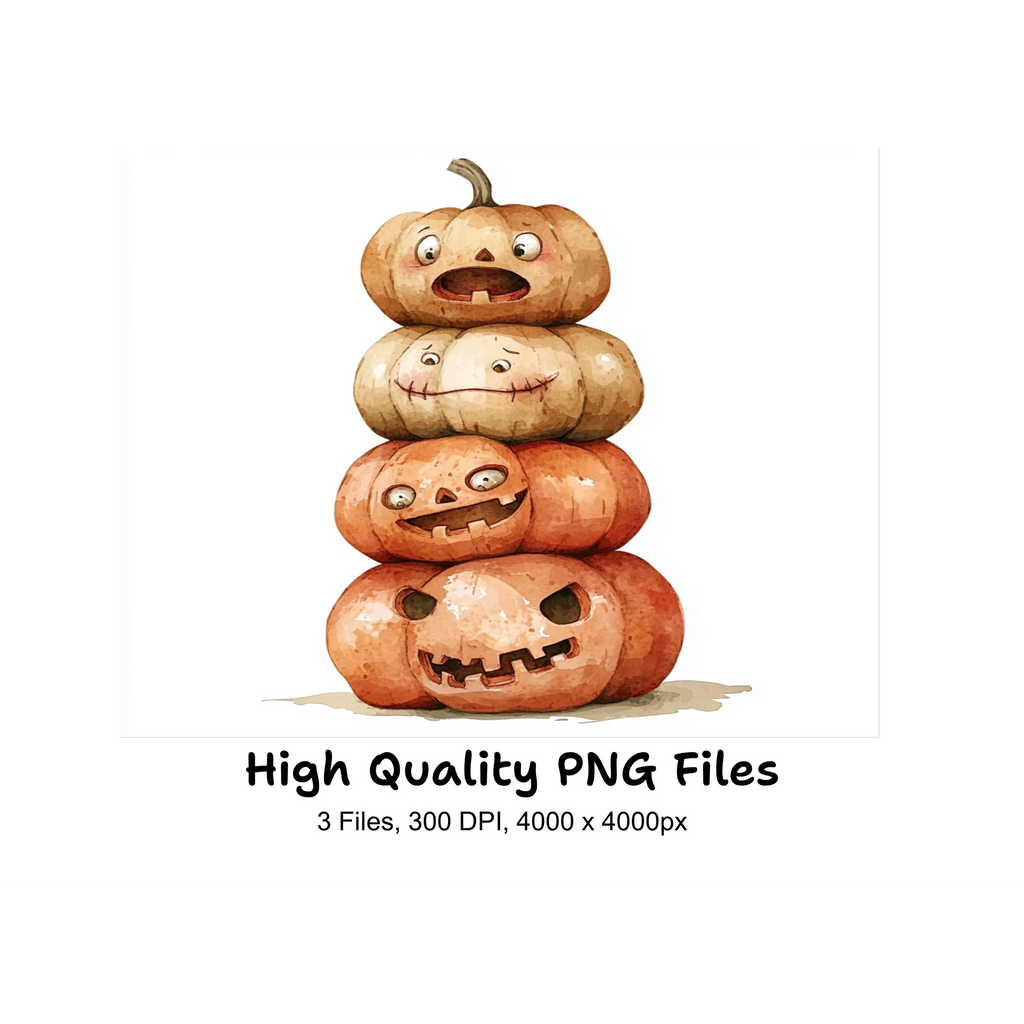 Stacked Halloween Jack Lantern Clipart Bundle