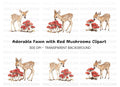 Baby Deer and Red Mushrooms Clipart Bundle
