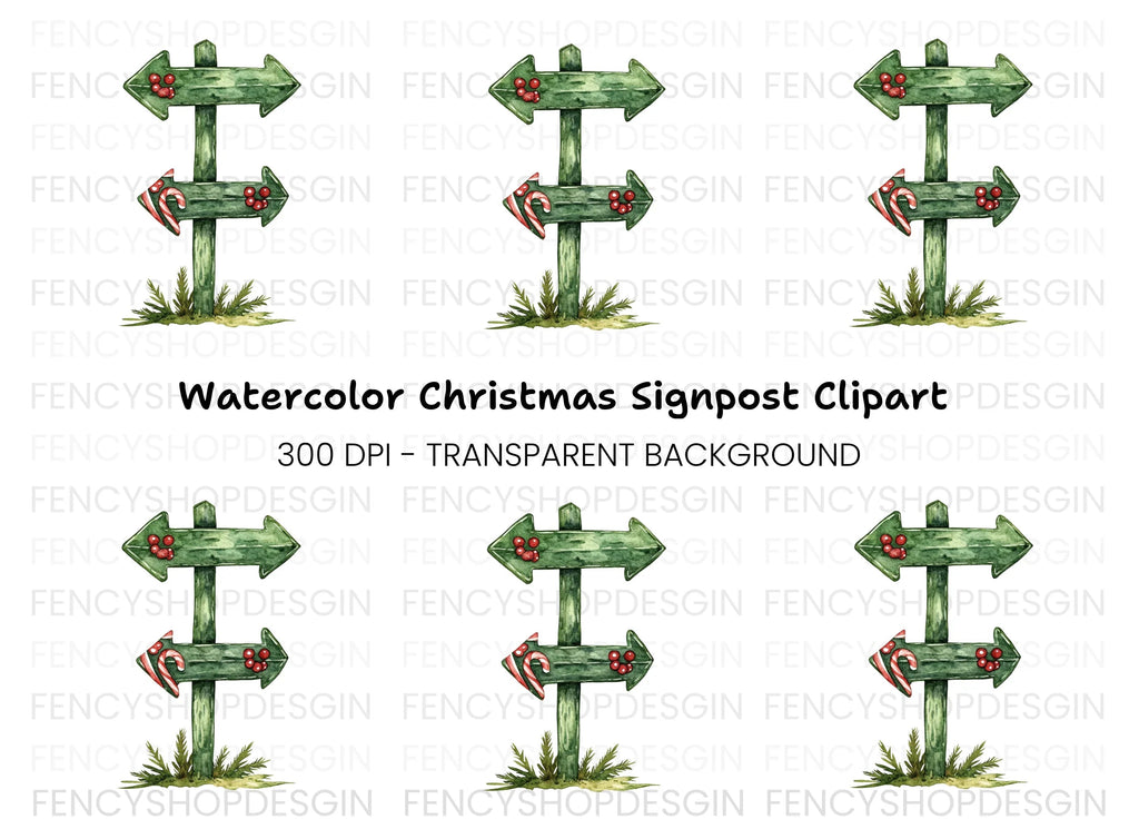 Christmas Direction Sign Clipart Bundle